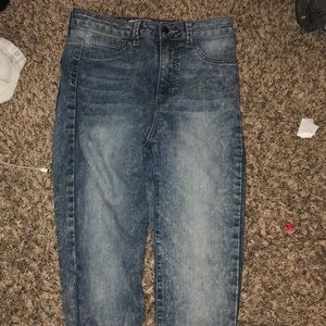 Acid wash high rise skinny jeans
